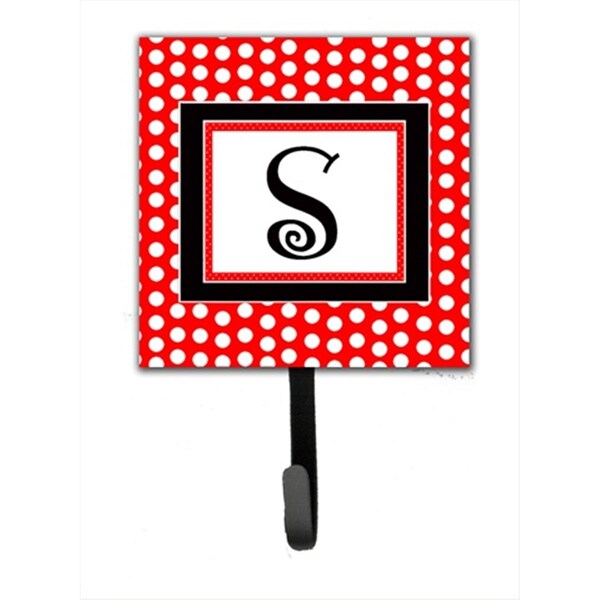 Carolines Treasures Letter S Initial Monogram - Red Black Polka Dots Leash Holder Or Key Hook CJ1012-SSH4 - main